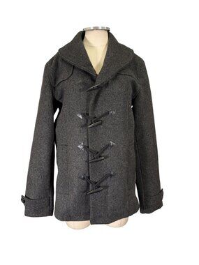 Spiewak & Sons Gray Wool Mid Length Fitted Toggle Duffle Coat Size Medium